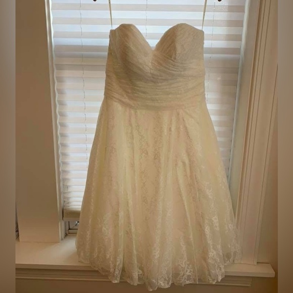 Galina Dresses & Skirts - Davids Bridal Galina Wedding Dress - knee length.